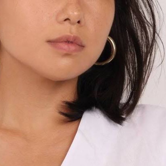 Trendy Classic Gold Plated 2” Big Hoop Earrings - Picture 12 of 16